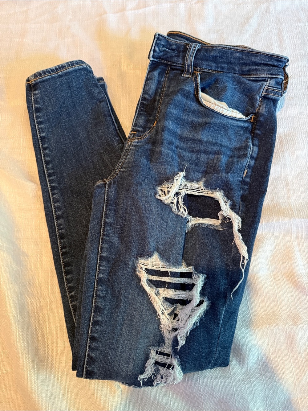 American Eagle Dark Blue Distressed Kid's Skinny Jeans